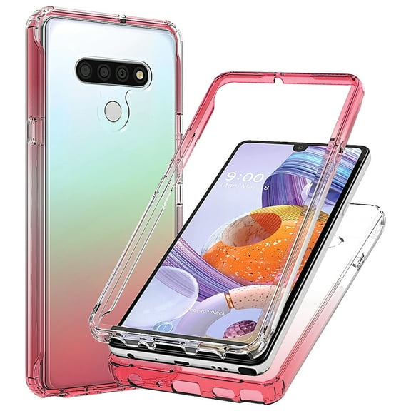 Mantto LG Stylo 6 Case, Front & Back 360 degree Full Body Protective Gradient Color Bumper Shockproof Slim Hybrid Back Soft Silicone Rubber TPU Bumper Clear Phone Case for LG Stylo 6 Case - Red