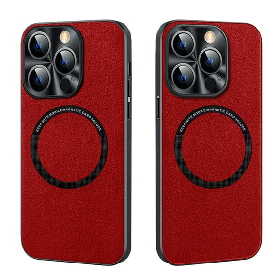 Mantto Leather Case for iPhone 12 6.1 Inch Luxury Slim Thin Case Magnetic MagSafe Charging Scratch Resistant Shockproof Full Body Protective Case for iPhone 12,Red