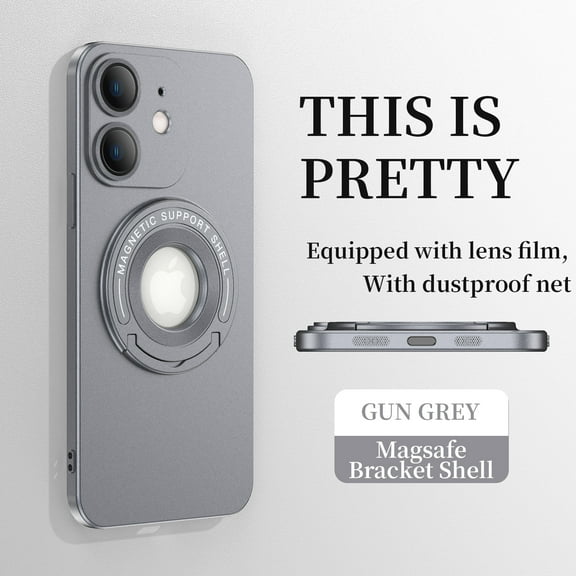 Mantto Magnetic Case for iPhone 11 with Invisible Kickstand [Compatible with MagSafe Charging],Drop Protection Magnetic Car Mount Camera Lens Protection Logo View Slim Phone Case,Gray