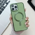 thumbnail image 1 of Mantto Magnetic Case for iPhone 13 Pro Max,[Compatible with MagSafe] Luxury Plating Cute Bling Glitter Sparkly Soft TPU Shockproof Protective Clear Slim Phone Case for Women Girls Men,Darkgreen, 1 of 7