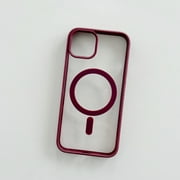 Mantto Magnetic Case for iPhone 13 mini 5.4 inch,Compatible with MagSafe Charging,Shockproof Anti-scratch Protective Case Matte Ultra Thin Acrylic Back Transparent Phone Case,Winered