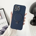thumbnail image 1 of Mantto Magnetic Case for iPhone 14 Plus with Ring Holder Kickstand, Compatible with MagSafe, Liquid Silicone Soft Microfiber Lining Shockproof Protection Cover for iPhone 14 Plus, Navyblue, 1 of 10