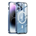 thumbnail image 1 of Mantto Magnetic Case for iPhone 14 Pro Max Case, Metal Aluminium Alloy Clear Back Lens Protection Protective-Compatible with Wireless Charging Magsafe for iPhone 14 Pro Max, Blue, 1 of 8
