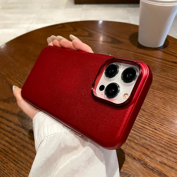 Mantto Magnetic Designed for iPhone 13 Pro PU Leather Case for Women Men Compatible with MagSafe, Slim Faux Leather Shockproof Soft Microfiber Lining Phone Case for iPhone 13 Pro, Red