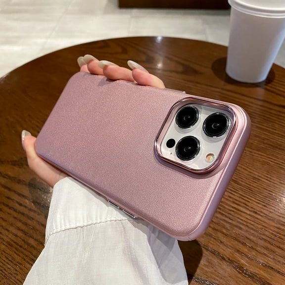 Mantto Magnetic Designed for iPhone 14 PU Leather Case for Women Men Compatible with MagSafe, Slim Faux Leather Shockproof Soft Microfiber Lining Phone Case for iPhone 14, Pink