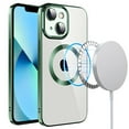 thumbnail image 1 of Mantto Magnetic Phone Case for iPhone 14,Clear Cover Compatible with MagSafe Charging,Shockproof Luxury Plating Transparent Slim Phone Case Bulit in Camera Lens Film,Darkgreen, 1 of 7