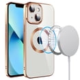 thumbnail image 1 of Mantto Magnetic Phone Case for iPhone 15,Clear Cover Compatible with MagSafe Charging,Shockproof Luxury Plating Transparent Slim Phone Case Bulit in Camera Lens Film,Gold, 1 of 7