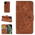 thumbnail image 1 of Mantto Magnetic Wallet Case for iPhone 12 and iPhone 12 Pro Women Card Holder Flip Cover Embossed Mandala Flower Kickstand PU Leather Magnetic Folio with Strap For Apple iPhone 12/12 Pro, Brown, 1 of 8