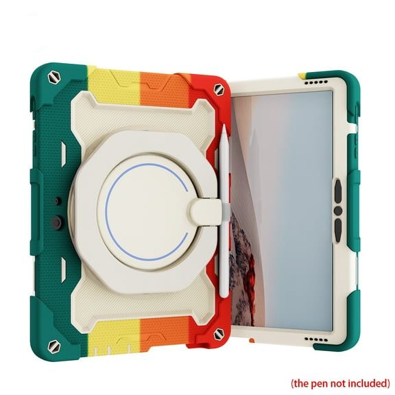 Mantto for Microsoft Surface Go 3 2021 / Surface Go 2 2020 / Surface Go 2018, Protective Rugged Heavy Duty Kids Friendly Silicone Rubber Case with Pencil Holder Folding Stand/Handle, Rainbow Red