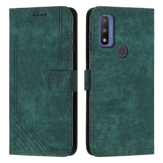 Mantto for Motorola G Pure Wallet Case for Women Men,Durable PU Leather Shockproof Magnetic Clasp Folio Credit Card Slots Flip Kickstand Slim Phone Case with Wrist Strap,Green