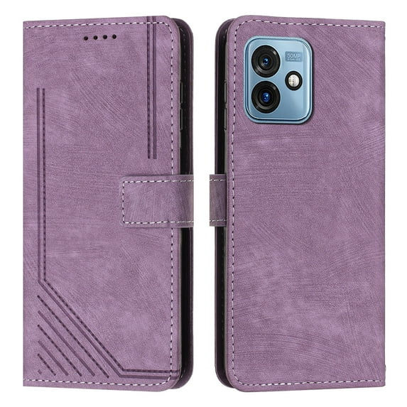 Mantto for Motorola Moto G (2023) Wallet Case for Women Men,Durable PU Leather Shockproof Magnetic Clasp Folio Credit Card Slots Flip Kickstand Slim Phone Case with Wrist Strap,Purple