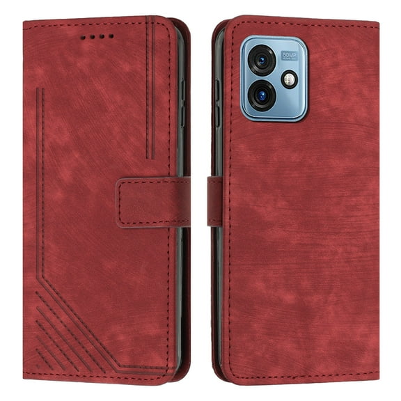 Mantto for Motorola Moto G (2023) Wallet Case for Women Men,Durable PU Leather Shockproof Magnetic Clasp Folio Credit Card Slots Flip Kickstand Slim Phone Case with Wrist Strap,Red