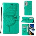 thumbnail image 1 of Mantto Motorola Moto G Stylus 4G (2022) Case, Magnetic Folio Butterfly Embossed Wallet Case, Premium Leather Wrist Strap Credit Card Holder Slots Kickstand Shockproof Cover, Green, 1 of 6
