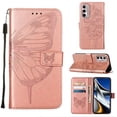thumbnail image 1 of Mantto Motorola Moto G Stylus 4G (2022) Case, Magnetic Folio Butterfly Embossed Wallet Case, Premium Leather Wrist Strap Credit Card Holder Slots Kickstand Shockproof Cover, Rosegold, 1 of 6