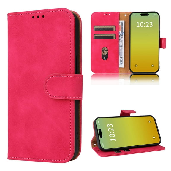 Mantto for OnePlus 12 Case, Classic PU Leather Magnetic Shockproof Protective Stand Flip Wallet Case Cover with Card Holder for OnePlus 12 Phone Case,Rose