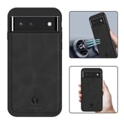 Mantto PU Leather Case for Google Pixel 6,Retro Premium Luxury Slim Soft Non-Slip Grip Flexible Bumper Shockproof Full Body Protective Cover Phone Cases for Google Pixel 6, Black