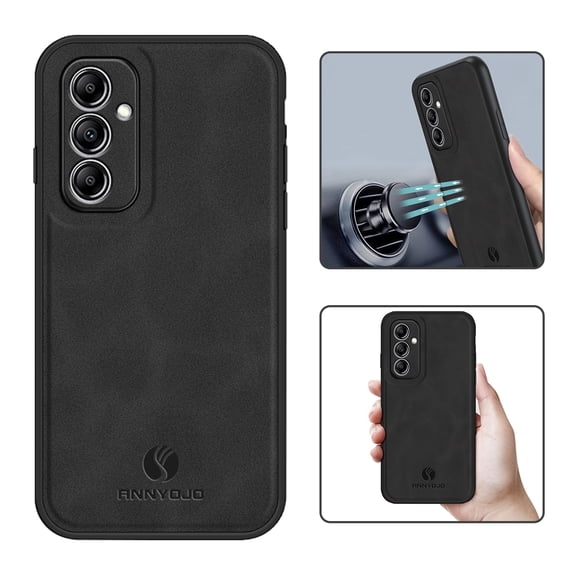 Mantto PU Leather Case for Samsung Galaxy A35,Retro Premium Luxury Slim Soft Non-Slip Grip Flexible Bumper Shockproof Full Body Protective Cover Phone Cases For Samsung Galaxy A35,Black