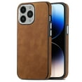 thumbnail image 1 of Mantto PU Leather Case for iPhone 16 Pro, Soft TPU Bumper Fleece Lining Shockproof Cover for iPhone 16 Pro, with SIM Card Slots Plating Buttons Slim Protective Phone Case, Brown, 1 of 11