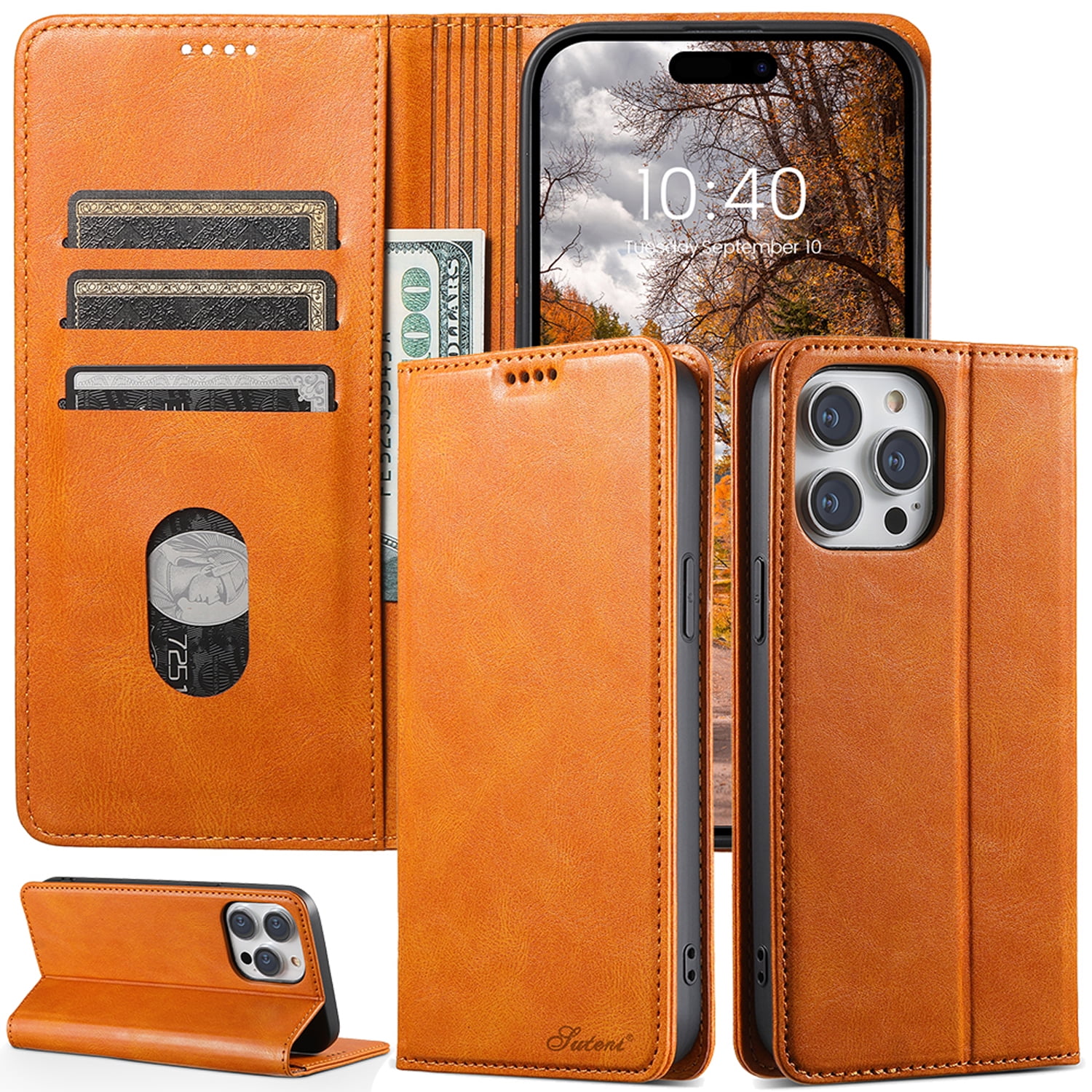 Mantto PU Leather Wallet Case for iPhone 13 Pro Max with Credit Card