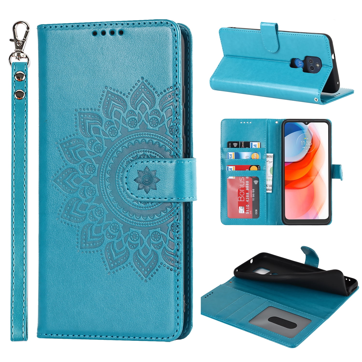 Premium Flip Magnetic Leather Wallet Phone Case With Stand - 2025 Edition For MOTO G55 5G (Green - View #7