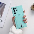 thumbnail image 1 of Mantto Phone Case for Samsung Galaxy A32 4G with Card Holder Soft Liquid Silicone Credit Card Slot Holder Shockproof Anti-Scratch TPU Rubber Protective Wallet Slim Cover for Women Men, Lightgreen, 1 of 7