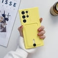 thumbnail image 1 of Mantto Phone Case for Samsung Galaxy A32 4G with Card Holder Soft Liquid Silicone Credit Card Slot Holder Shockproof Anti-Scratch TPU Rubber Protective Wallet Slim Cover for Women Men, Yellow, 1 of 7