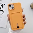 thumbnail image 1 of Mantto Phone Case for iPhone 11 with Card Holder Soft Liquid Silicone Credit Card Slot Holder Shockproof Anti-Scratch TPU Rubber Protective Wallet Slim Cover for Women Men, Orange, 1 of 7