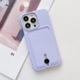thumbnail image 1 of Mantto Phone Case for iPhone 11 Pro Max with Card Holder Soft Liquid Silicone Credit Card Slot Holder Shockproof Anti-Scratch TPU Rubber Protective Wallet Slim Cover for Women Men, Purple, 1 of 8