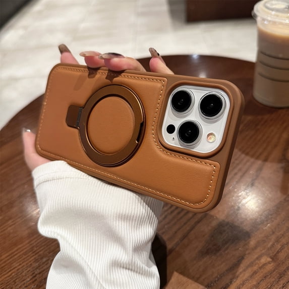 Mantto Premium PU Leather Case for iPhone 13 Pro, with Kickstand Feature, Compatible with MagSafe Charging, Shockproof Protection Anti-Scratch Phone Case for iPhone 13 Pro,Brown