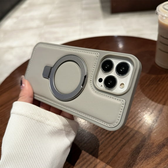 Mantto Premium PU Leather Case for iPhone 13 Pro Max, with Kickstand Feature, Compatible with MagSafe Charging, Shockproof Protection Anti-Scratch Phone Case for iPhone 13 Pro Max,Gray