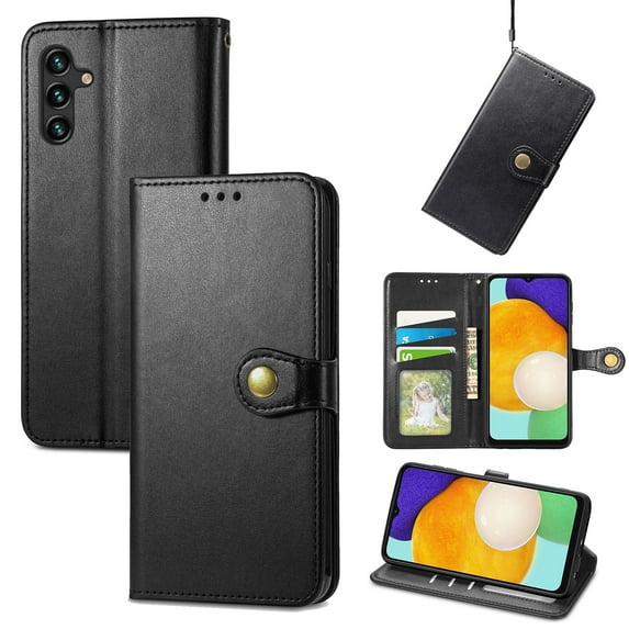 Mantto for Samsung A14 Wallet Case 5G with Card Holder Slots, Premium PU Leather Magnetic Flip Cover with Kickstand, Shockproof TPU Interior Case Compatible with Samsung Galaxy A14 5G, Black