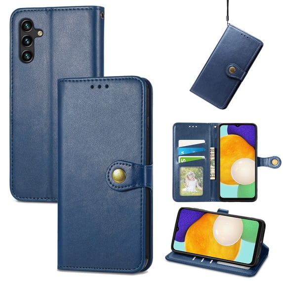 Mantto for Samsung A14 Wallet Case 5G with Card Holder Slots, Premium PU Leather Magnetic Flip Cover with Kickstand, Shockproof TPU Interior Case Compatible with Samsung Galaxy A14 5G, Blue