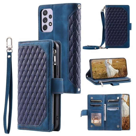 Mantto for Samsung A53 5G, PU Leather Crossbody Case Purse Zipper Pocket Folio Card Slots Wallet Kickstand Phone Case with Shoulder Strap & Wrist Strap For Samsung Galaxy A53 5G,
Blue