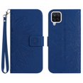 thumbnail image 1 of Mantto for Samsung Galaxy A12 5G Wallet Case with Wrist Strap,Stylish Sunflower Embossed PU Leather Shockproof Protective Magnetic Clasp Flip Kickstand Card Slots Phone Cover,Darkblue, 1 of 10