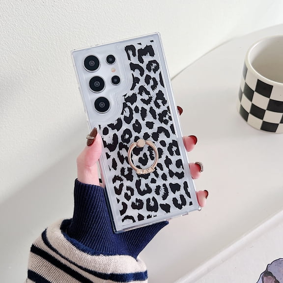 Mantto for Samsung Galaxy A13 5G Case, Cute Leopard / Cow Print / Lines Fashion Design Glitter Diamond Ring Kickstand Cover for Women Girls, Shockproof Durable TPU Transparent Slim Phone Case,A