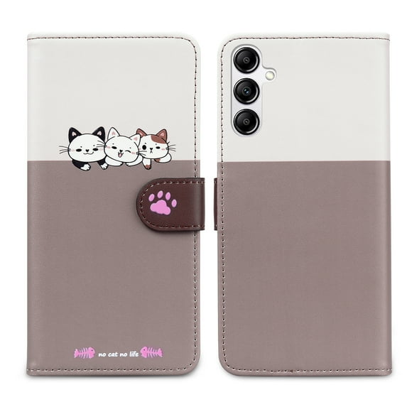Mantto for Samsung Galaxy A13 5G Wallet Case with Wrist Strap,Cute Animal Pattern PU Leather Magnetic Clasp Folio Flip Kickstand Credit Card Slots & Cash Pocket Shockproof Slim Phone Case, Gray