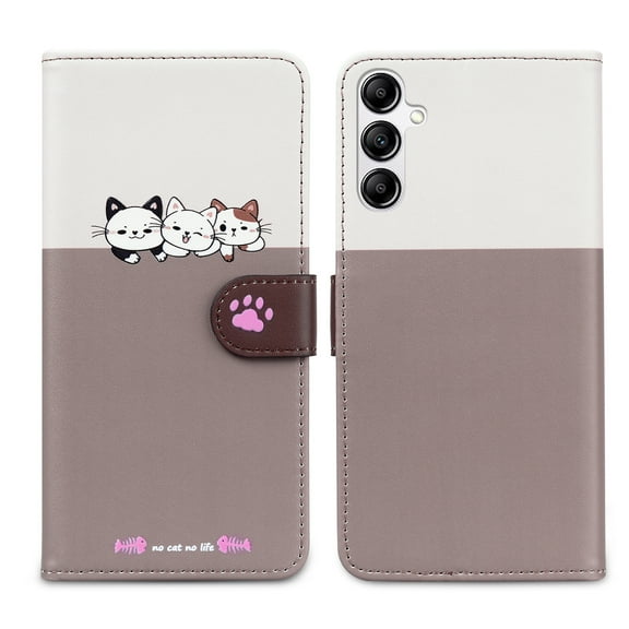 Mantto for Samsung Galaxy A13 5G Wallet Case with Wrist Strap,Cute Animal Pattern PU Leather Magnetic Clasp Folio Flip Kickstand Credit Card Slots & Cash Pocket Shockproof Slim Phone Case, Gray