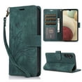 thumbnail image 1 of Mantto for Samsung Galaxy A14 5G Embossed Pattern Wallet Case with Wrist Strap, Premium Retro PU Leather Magnetic Flip Kickstand Function Credit Card Holder Shockproof Slim Phone Case,Green, 1 of 7