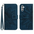 thumbnail image 1 of Mantto for Samsung Galaxy A15 Wallet Case with Wrist Strap,Stylish Sunflower Embossed PU Leather Shockproof Protective Magnetic Flip Stand Card Slots Protective Phone Cover,Inkblue, 1 of 11
