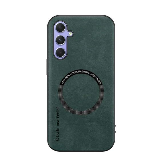 Mantto for Samsung Galaxy A24 4G Case Compatible with MagSafe Charging, Vegan PU Leather Slim Classic Luxury Elegant Thin Drop Protection Protective Cover for Samsung Galaxy A24 4G, Green