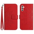 thumbnail image 1 of Mantto for Samsung Galaxy A25 5G Wallet Case with Wrist Strap,Stylish Sunflower Embossed PU Leather Shockproof Protective Magnetic Flip Stand Card Slots Protective Phone Cover,Red, 1 of 11