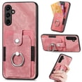 thumbnail image 1 of Mantto for Samsung Galaxy A35 Back Wallet Case,with Elastic Card Holder,Shockproof PU Leather 360° Rotation Ring Kickstand Support Magnetic Car Mount Phone Case for Women Men,Pink, 1 of 10