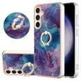 thumbnail image 1 of Mantto For Samsung Galaxy A35 Case,Ring Holder Stand Marble Pattern 3 in 1 Rugged Shockproof Hybrid Hard PC Soft Rubber Bumper Drop Protective Girls Women Boy Men Phone Cases,Purple, 1 of 10