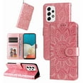 thumbnail image 1 of Mantto for Samsung Galaxy A53 5G Wallet Case,[Kickstand][Wrist Strap][Card Holder Slots] Flower Floral Embossed PU Leather Flip Cover for Galaxy A53 5G Case, Rosegold, 1 of 8