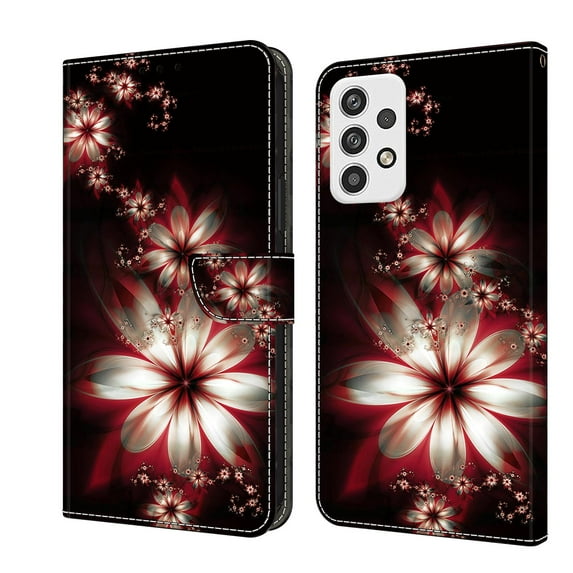 Mantto for Samsung Galaxy A53 5G Wallet Case for Women Men,Fashion Painted Pattern PU Leather Magnetic Clasp Flip Protective Case with Kickstand Card Slots Phone Case,Dream Flowers