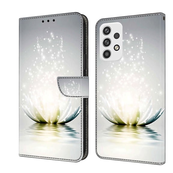 Mantto for Samsung Galaxy A53 5G Wallet Case for Women Men,Fashion Painted Pattern PU Leather Magnetic Clasp Flip Protective Case with Kickstand Card Slots Phone Case,Lamplight Lotus