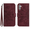 thumbnail image 1 of Mantto for Samsung Galaxy A54 5G 6.4 inch Wallet Case with Wrist Strap,Stylish Sunflower Embossed PU Leather Shockproof Protective Magnetic Flip Stand Card Slots Protective Phone Cover,Winered, 1 of 11