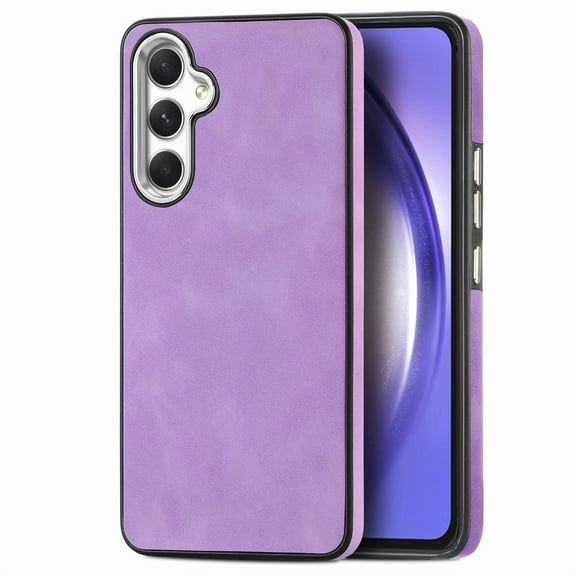 Mantto for Samsung Galaxy A54 5G PU Leather Case, Soft TPU Bumper Fleece Lining Shockproof Cover for Galaxy A54 5G, with SIM Card Slots Plating Buttons Slim Lightweight Case,Purple