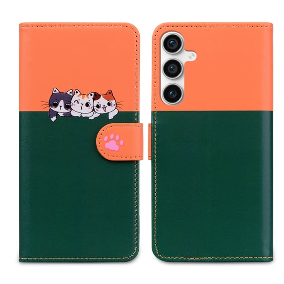 Mantto for Samsung Galaxy A55 Wallet Case with Wrist Strap,Cute Animal Pattern PU Leather Magnetic Clasp Folio Flip Kickstand Credit Card Slots & Cash Pocket Shockproof Slim Phone Case, Darkgreen