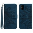 thumbnail image 1 of Mantto for Samsung Galaxy A71 5G 6.7 inch Wallet Case with Wrist Strap,Stylish Sunflower Embossed PU Leather Shockproof Protective Magnetic Clasp Flip Stand Card Slots Phone Cover,Inkblue, 1 of 10